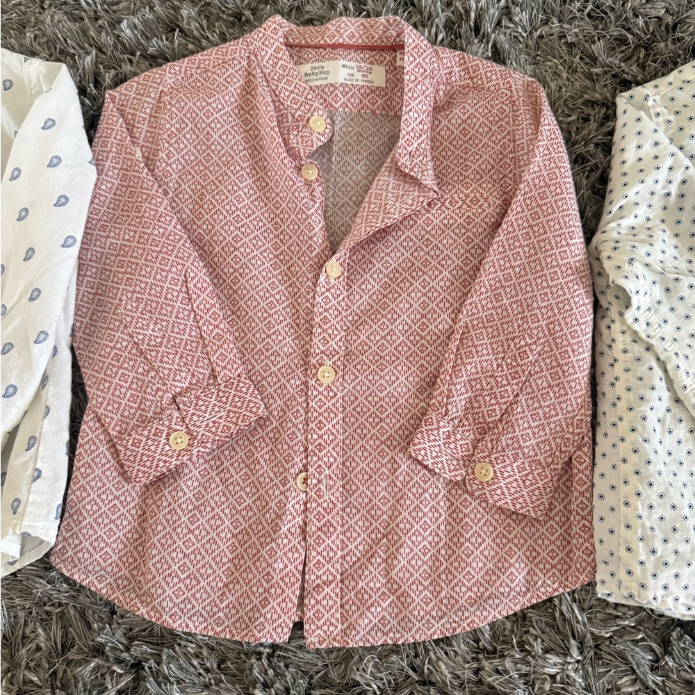 Zara Red Geometric Print Shirt